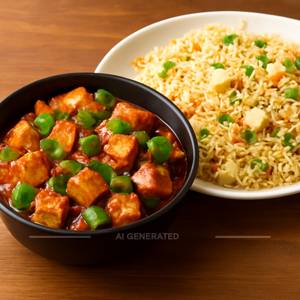 Paneer Chilli With Paneer Fried Rice 