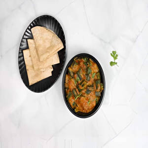 Dahiwala Bhindi Sabji With Phulka Roti