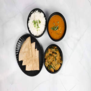 Dahi Bhindi Sabji With Phulka Roti & Dal Rice