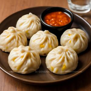 Cheese Corn Steamed Momos (6 Pcs)