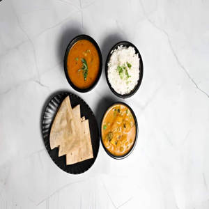 Aloo Mutter Sabji With Phulka Roti & Dal Rice