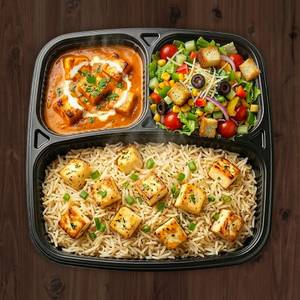 Blond Paneer Rice + Paneer Butter Masala + Salad