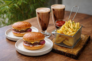 Aloo Tikki Burger + Fries + Cold Coffee