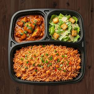 Schezwan Chicken Rice + Classic Chicken + Salad