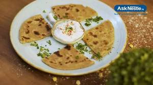 Aloo paratha with curd