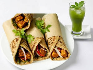 Spicy Grilled Paneer Wrap, Mint Lemonade