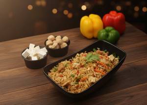 Soya Chunk Veggie Paneer Delight On Brown Rice  (Protein Brown Rice Bowl)