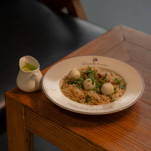 Burnt Garlic Rice With Pesto Sauce & Sauté Veggies