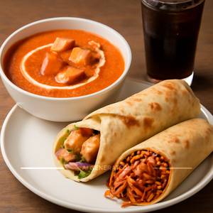 Paneer Makhani  +  Paneer Shawarma  +  Manchurian Noodles Roll  +  Cold Drink