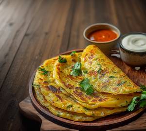 Aloo Pyaz Parantha With Pickle