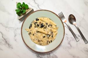 Exotic Veg Penne In Mushroom Alfredo Sauce