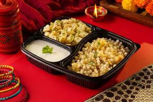 Sabudana Khichdi with Aloo Jeera and Curd Lunchbox