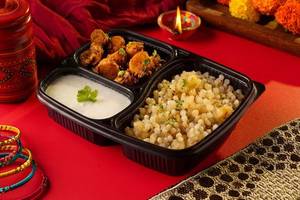 Sabudana Khichdi with Masala Arbi and Curd Lunchbox
