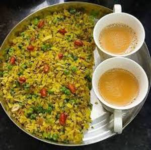 Poha with tea
