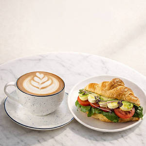 Caprese Croissant Sandwich + Cappuccino