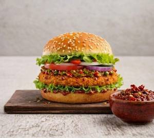 Veg Schezwan Spicy Burger