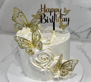 Chocolate Butterfly Top Of Flowers Cake