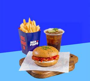 Classic shrimp burger meal