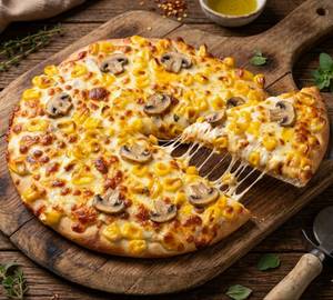 Chessy Mushroom+sweet Corn Pizza