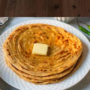 Plain Tawa Laccha Paratha With Curd