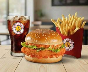 Paneer Burger Meals (burger, 250 Ml Cold Drinks, Fries)