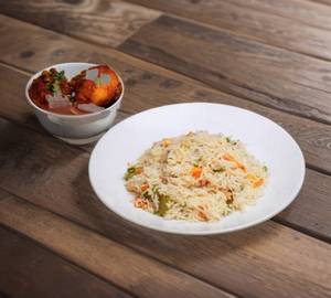 Fried rice with Aloo Dam