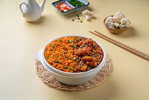 Schezwan Fried Rice with Gobi Manchurian