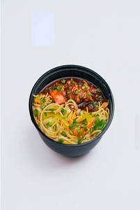 Veg Hakka Noodles With Chicken Manchurian Gravy