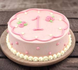 First Birthday Anniversary Flower Strawberry Cake