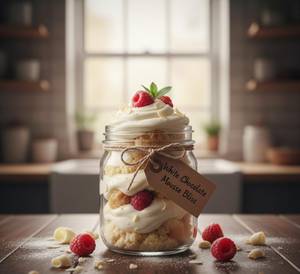 White chocolate muzze cake jar