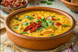 Desi Ghee Dal Double Tadka ( 400 Gms Served With 2 Pcs Indian Breads)