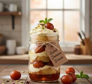 Gulab jamun cake jar