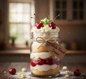 White forest cake jar