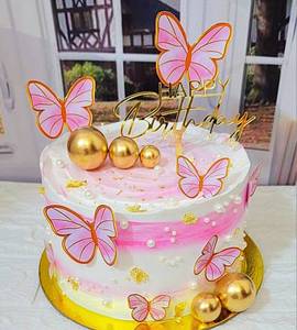 Pink Flower Butterscotch Top Of The Colour Full Cake