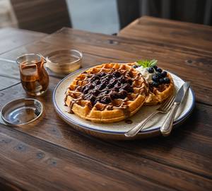 Blueberry Fruit Jam Waffle With Milk Chocolate