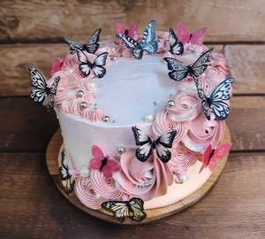 Butterfly Mango Flowers Design Cake