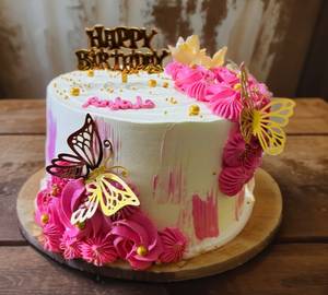 Pink Colour Full Butterfly Ferrero Rocher Chocolate Cake