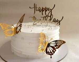 Simple White Forest Butterfly Theme Cake