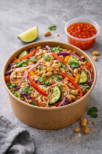 Asian Crunch Rice Noodle Meal Salad(cold)