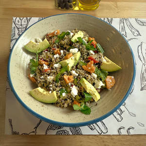 Quinoa, Finger Millet, Avocado And Feta Salad
