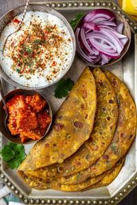 2 Methi Paratha With Curd,pickle And Salad