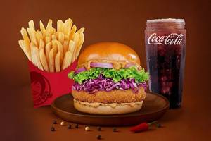 Cajun Spicy Paneer Burger Combo.
