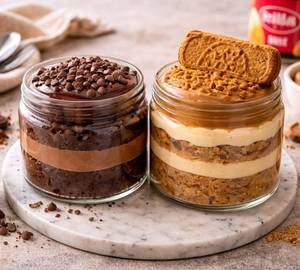 Biscoff And Chocolate Mud Jar Cake Combo [350 G]