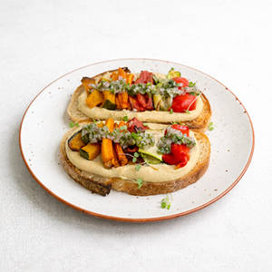 Veggie Roast And Hummus Toast