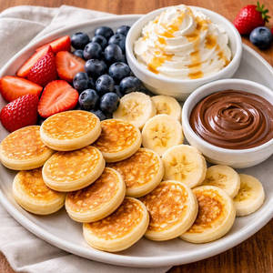 Fresh Fruits And Nutella Pancake Cereal Bowl