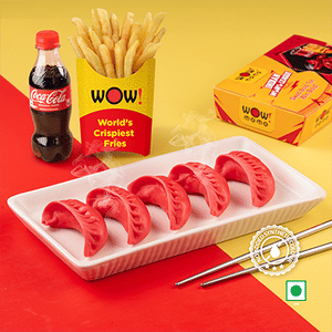 Veg Sunrisers Steam Momo 5pcs + Regular OG Fries +Coke 250ml