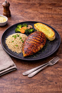 Bbq Marinated Chicken Breast With Choice Of Sauce.