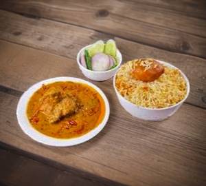 Aloo biryani with chicken chap