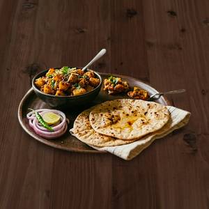 Masala Fried Aloo & 2 Tawa Roti (With Dahi+Piclke+Salad)