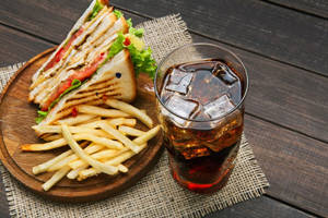 Veg Grilled Sandwich, Fries and Coke